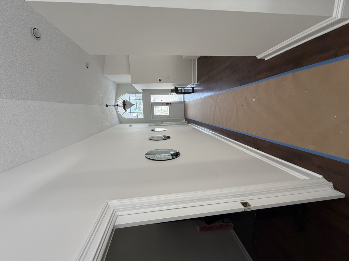 Hallway with floors protected during the work